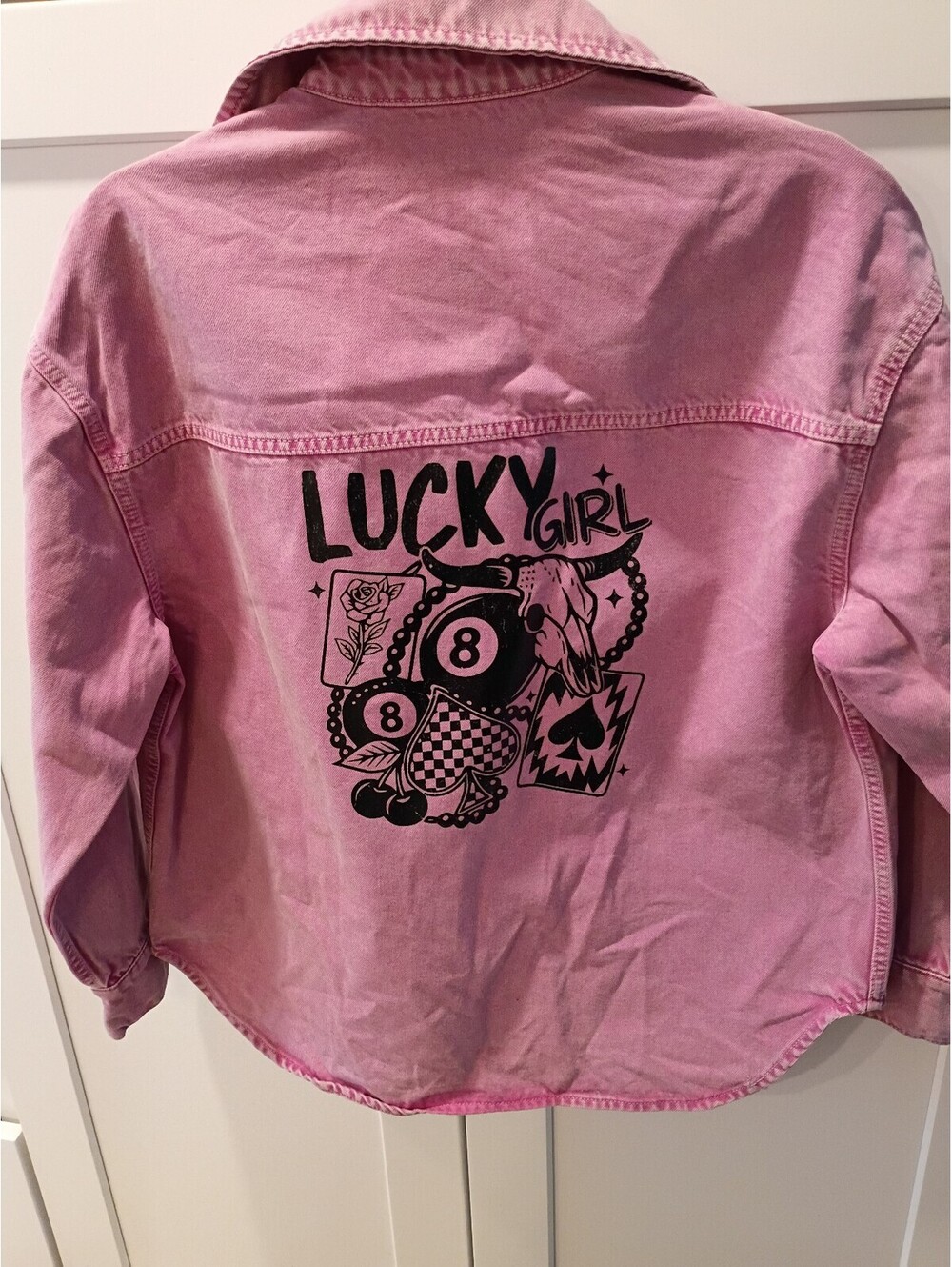 Lucky Girl Pink Denim Button-Up Shirt Jacket
